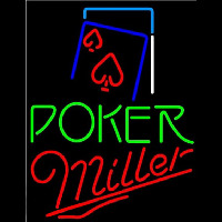 Miller Green Poker Red Heart Beer Sign Leuchtreklame