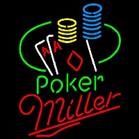 Miller Poker Ace Coin Table Beer Sign Leuchtreklame