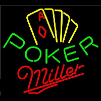 Miller Poker Yellow Beer Sign Leuchtreklame