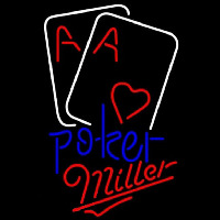 Miller Purple Lettering Red Heart White Cards Poker Beer Sign Leuchtreklame