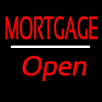 Mortgage Open White Line Leuchtreklame