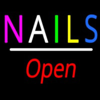 Multi Colored Nails Open White Line Leuchtreklame