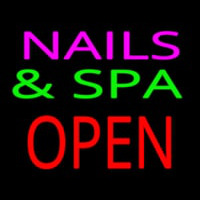 Nails And Spa Block Open Green Line Leuchtreklame