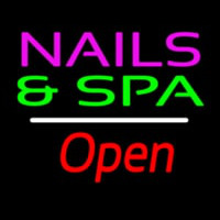 Nails And Spa Open White Line Leuchtreklame