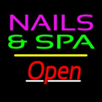 Nails And Spa Open Yellow Line Leuchtreklame