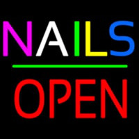 Nails Block Open Green Line Leuchtreklame