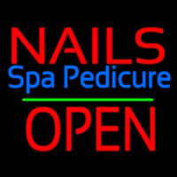 Nails Spa Pedicure Block Open Green Line Leuchtreklame