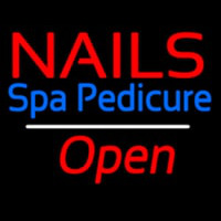 Nails Spa Pedicure Open White Line Leuchtreklame