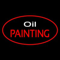 Oil Painting Red Oval Leuchtreklame