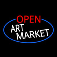 Open Art Market Oval With Blue Border Leuchtreklame