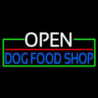 Open Dog Food Shop With Green Border Leuchtreklame