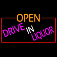 Open Drive In Liquor With Red Border Leuchtreklame