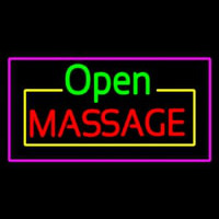 Open Massage Rectangle Pink Leuchtreklame