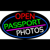 Open Passport Photos Oval With Blue Border Leuchtreklame