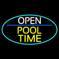 Open Pool Time Oval With Turquoise Border Leuchtreklame