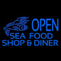 Open Seafood Shop And Diner Leuchtreklame