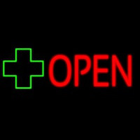 Open With Cross Logo Leuchtreklame