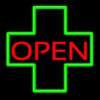 Open With Cross Logo Leuchtreklame