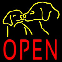 Open With Dogs Leuchtreklame