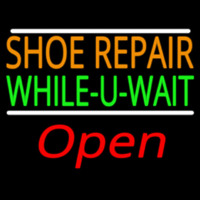 Orange Shoe Repair Green While You Wait Open Leuchtreklame