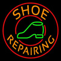 Orange Shoe Repairing Leuchtreklame