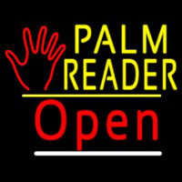 Palm Reader Logo Open Yellow Line Leuchtreklame