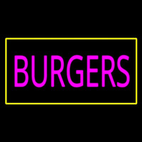 Pink Burgers Rectangle Yellow Leuchtreklame