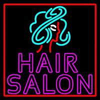 Pink Double Stroke Hair Salon With Girl Logo Leuchtreklame