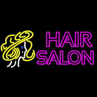 Pink Double Stroke Hair Salon With Girl Logo Leuchtreklame