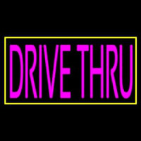 Pink Drive Thru With Yellow Border Leuchtreklame