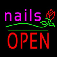 Pink Nails Block Open Green Line Flower Logo Leuchtreklame