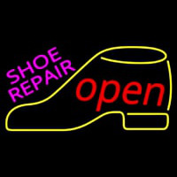 Pink Shoe Repair Yellow Shoe Open Leuchtreklame