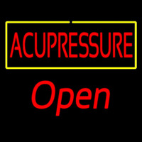 Red Acupressure Yellow Border Open Leuchtreklame