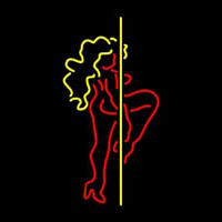 Red And Yellow Pole Dance Girl Leuchtreklame