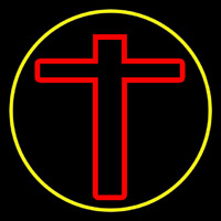 Red Christian Cross Leuchtreklame