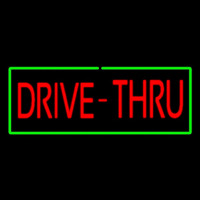 Red Drive Thru With Green Border Leuchtreklame