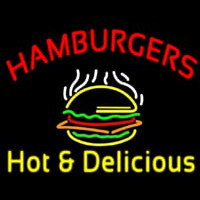 Red Hamburgers Hot And Delicious Leuchtreklame