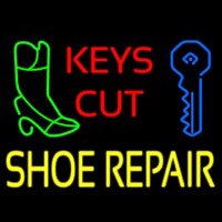 Red Keys Cut Yellow Shoe Repair Leuchtreklame