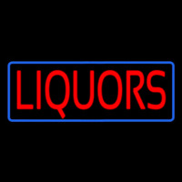 Red Liquors Blue Border Leuchtreklame