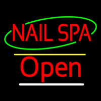 Red Nails Spa Open Yellow Line Leuchtreklame