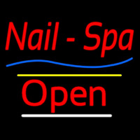 Red Nails Spa Open Yellow Line Leuchtreklame