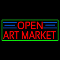 Red Open Art Market With Green Border Leuchtreklame