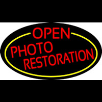 Red Open Photo Restoration Oval With Yellow Border Leuchtreklame