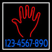 Red Palm Blue Phone Number White Border Leuchtreklame