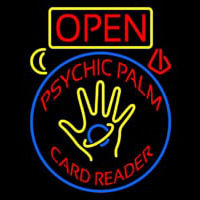 Red Psychic Palm Card Reader Open And Logo Leuchtreklame