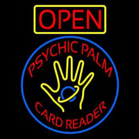 Red Psychic Palm Card Reader Open Leuchtreklame