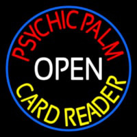 Red Psychic Palm Yellow Card Reader White Open Leuchtreklame