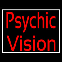 Red Psychic Vision White Border Leuchtreklame