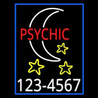 Red Psychic White Logo Phone Number Blue Border Leuchtreklame