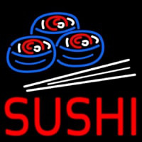 Red Sushi With Sushi Logo Leuchtreklame